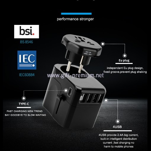 1 Type C + 4 USB 旅行插座 (Fused)